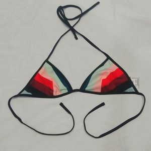 Solid and Striped bikini top triangle string tie black red blue pink burgandy M